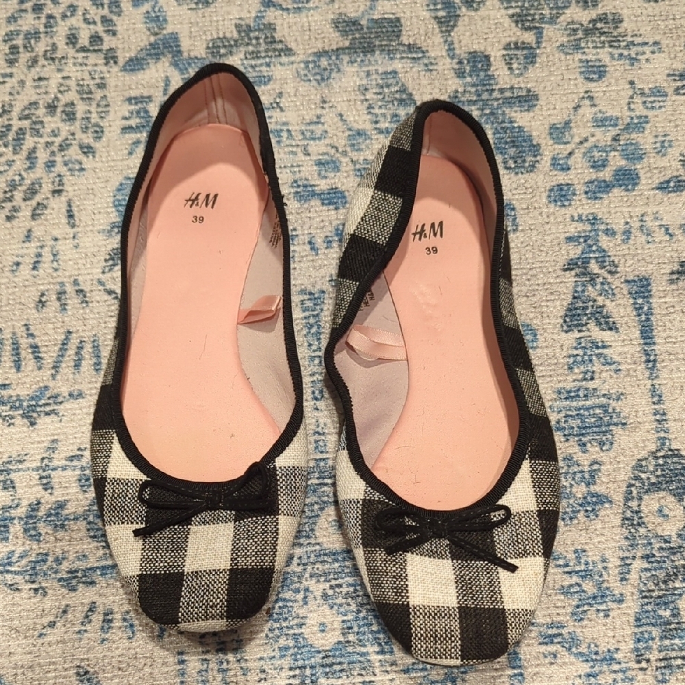 H&M Fabric Plaid Flats-39